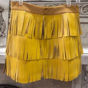 Salt Size Large Yellow Leather Fringe Skirt